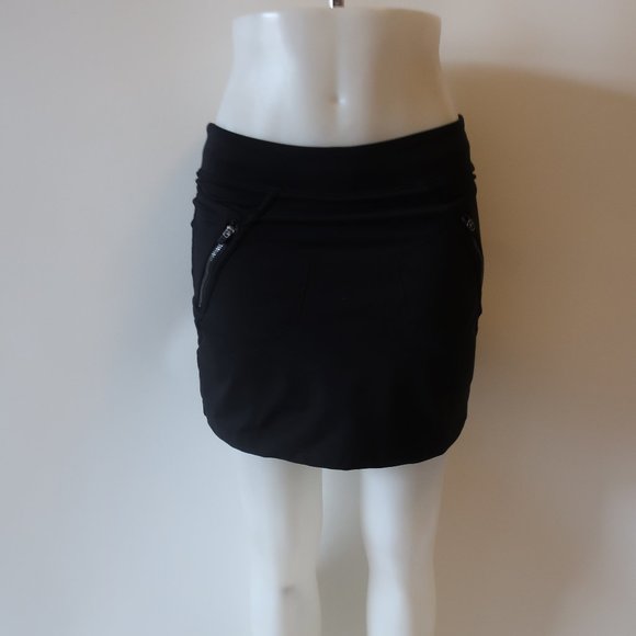 Athleta Shorts Athleta Black Zip Pockets Elastic Waist Skort Xs